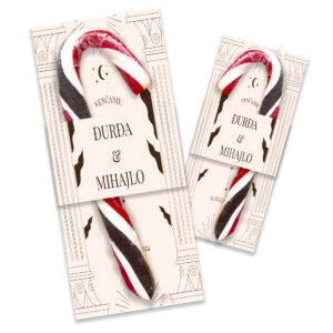 Personalizovane svadbene lizalice sa posebnim porukama, idealne za dekoraciju i poklon gostima.