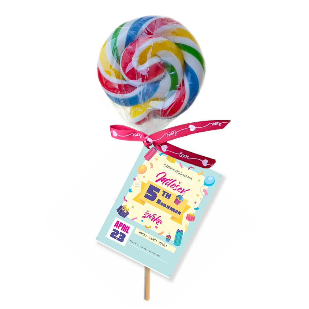 Personalizovane poklon lizalice za dekoraciju rodjendana (86) Rođendanske lizalice sa šarenim i veselim motivima personalizovane za proslavu.