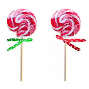 "Candy cane lizalica u obliku štapa sa crveno-belim prugama, praznični poklon za Božić i Novu godinu.