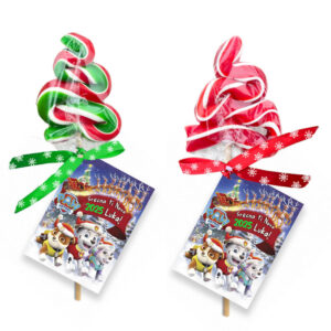 Lizalica u obliku klasičnog candy cane štapa sa crveno-belim prugama za Novu godinu.