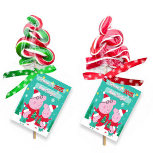 Lizalica u obliku klasičnog candy cane štapa sa crveno-belim prugama za Novu godinu.