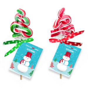 Lizalica u obliku klasičnog candy cane štapa sa crveno-belim prugama za Novu godinu.