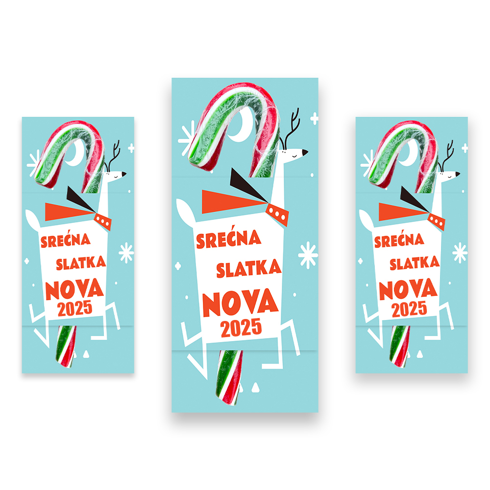 praznicne lizalice za bozic i novu godinu candy cane zeleni krivi stap 1 Praznična lizalica u obliku crveno-belog srcolikog swirl-a za Novu godinu.