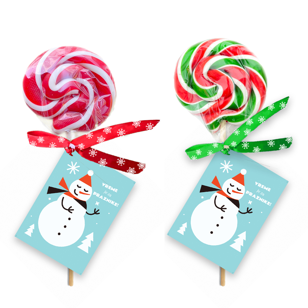 praznicne lizalice za novu godinu i bozic swirl 9 Velika praznična swirl lizalica sa crvenim i belim spiralnim prugama, idealna za Novu godinu.